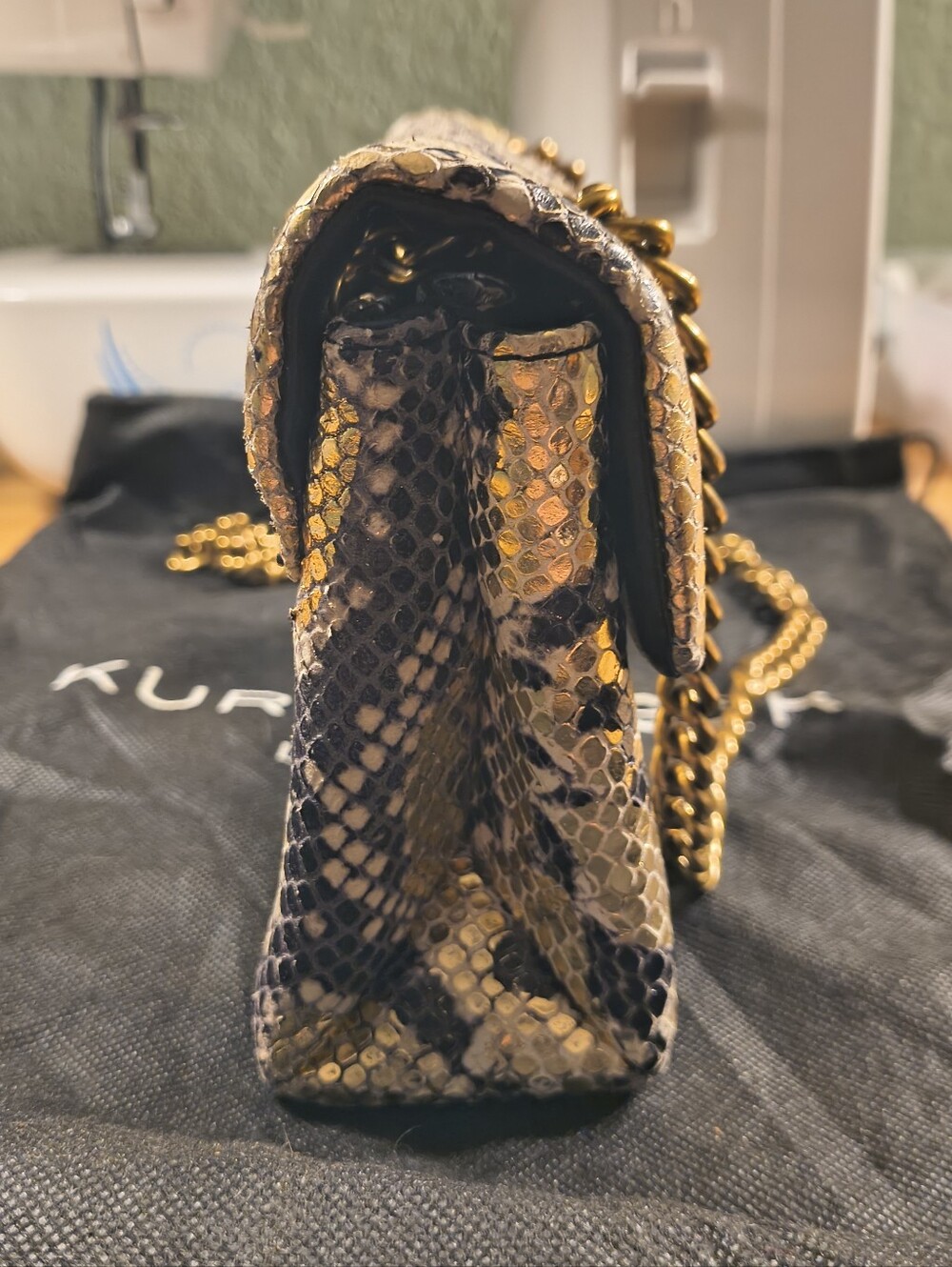 Kurt Geiger London Mini Kensington Metallic Snake Print Leather Crossbody Bag - Picture 12 of 16